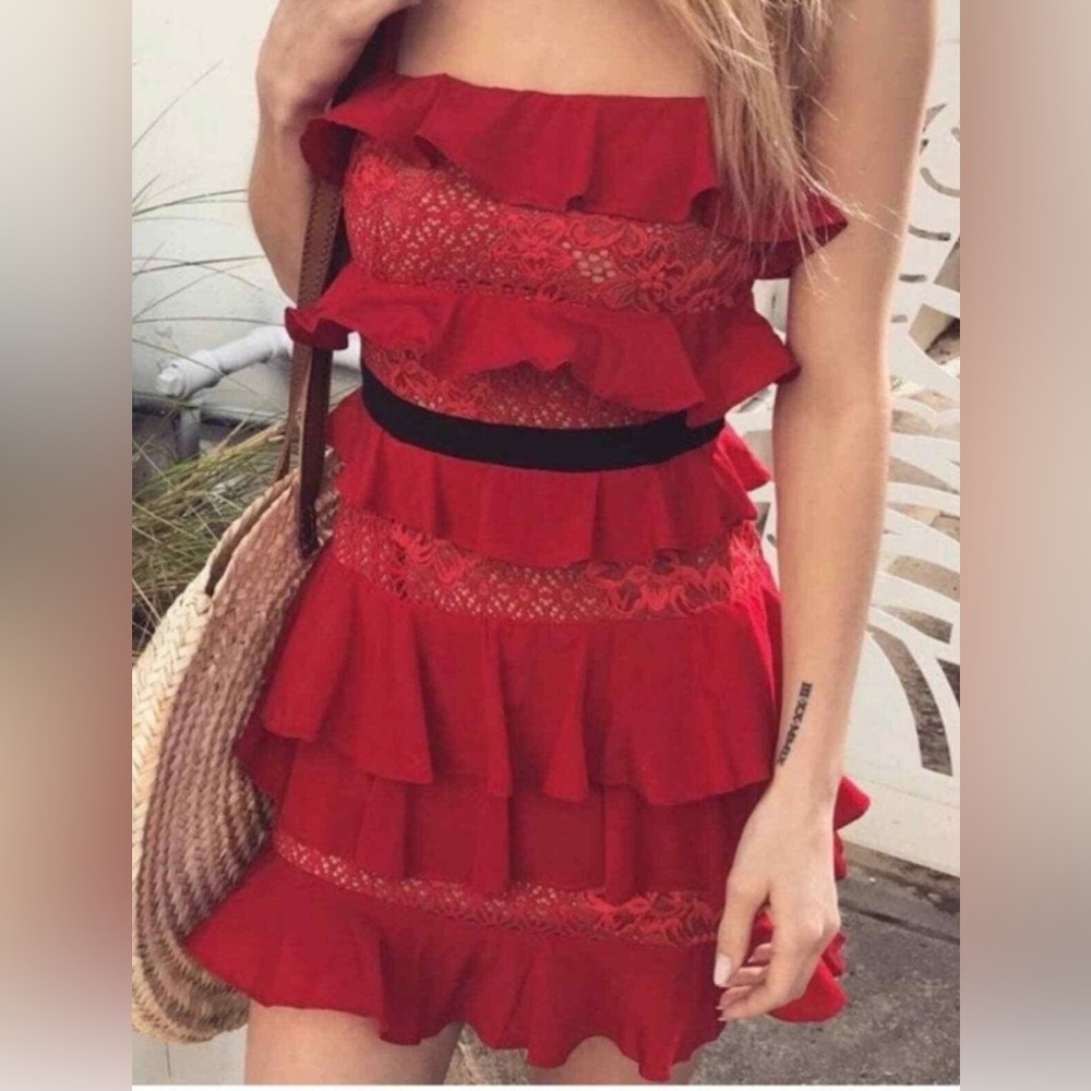 For Love And Lemons Scarlet Ruffle Dress